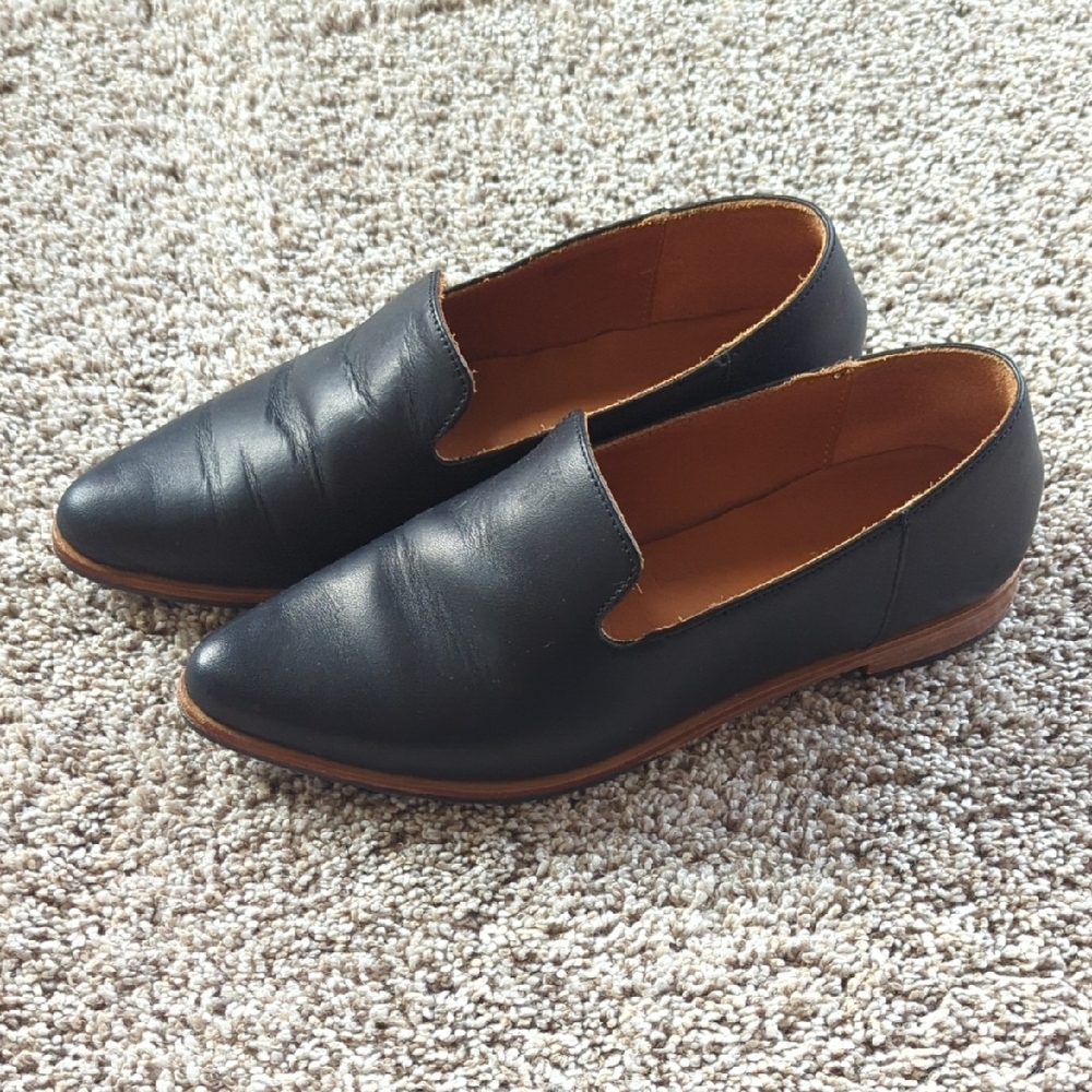 Patina Black Leather Loafers